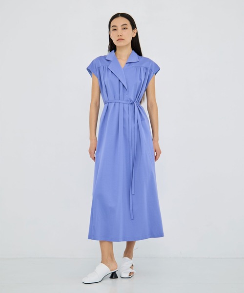 AKIRANAKA(アキラナカ)の「【AKIRANAKA/アキラナカ】Silva combi tex jersey dress BL(シャツワンピース・レディース・ブルー/ネイビー/ブラック・2/1)」の3枚目の写真