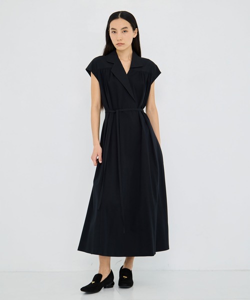 AKIRANAKA(アキラナカ)の「【AKIRANAKA/アキラナカ】Silva combi tex jersey dress BL(シャツワンピース・レディース・ブルー/ネイビー/ブラック・2/1)」の2枚目の写真