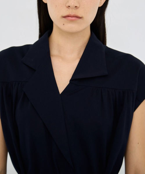 AKIRANAKA(アキラナカ)の「【AKIRANAKA/アキラナカ】Silva combi tex jersey dress BL(シャツワンピース・レディース・ブルー/ネイビー/ブラック・2/1)」の4枚目の写真