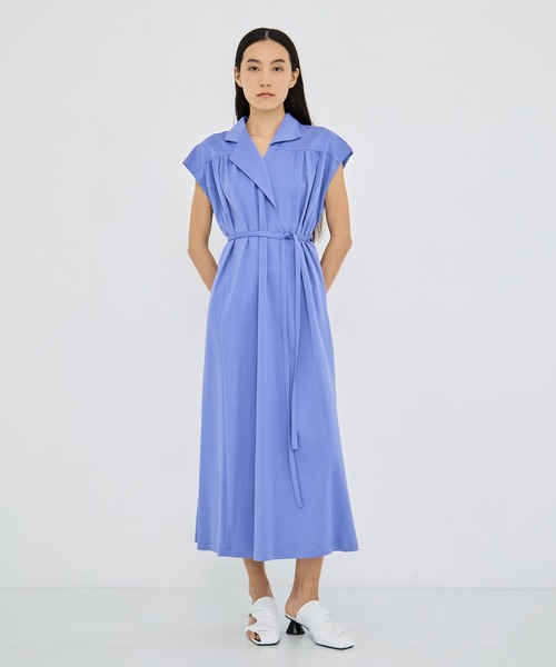 AKIRANAKA(アキラナカ)の「【AKIRANAKA/アキラナカ】Silva combi tex jersey dress BL(シャツワンピース・レディース・ブルー/ネイビー/ブラック・2/1)」の7枚目の写真