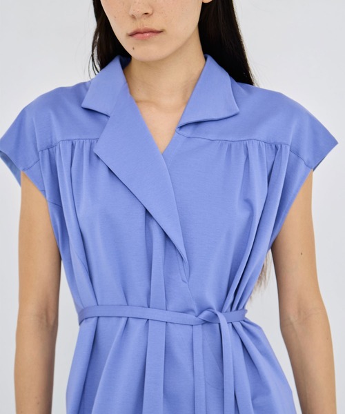 AKIRANAKA(アキラナカ)の「【AKIRANAKA/アキラナカ】Silva combi tex jersey dress BL(シャツワンピース・レディース・ブルー/ネイビー/ブラック・2/1)」の8枚目の写真