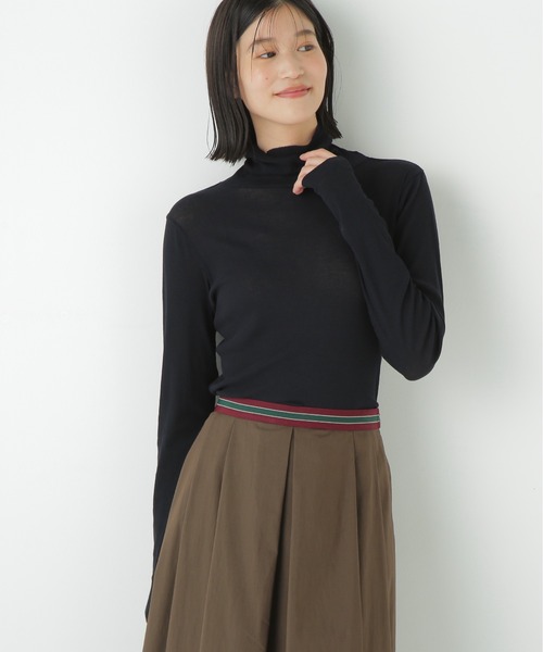human woman(ヒューマンウーマン)の「◆【名品 / ウォッシャブル】シアータートルプルオーバー(Tシャツ/カットソー・レディース・ホワイト系その他4/ホワイト/ネイビー/グレー系その他・MEDIUM)」の1枚目の写真