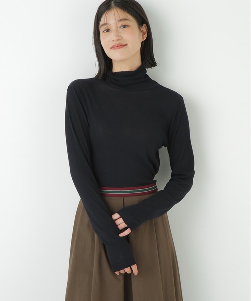 human woman(ヒューマンウーマン)の「◆【名品 / ウォッシャブル】シアータートルプルオーバー(Tシャツ/カットソー・レディース・ホワイト系その他4/ホワイト/ネイビー/グレー系その他・MEDIUM)」の6枚目の写真