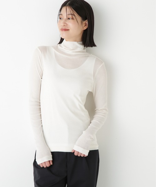 human woman(ヒューマンウーマン)の「◆【名品 / ウォッシャブル】シアータートルプルオーバー(Tシャツ/カットソー・レディース・ホワイト系その他4/ホワイト/ネイビー/グレー系その他・MEDIUM)」の10枚目の写真