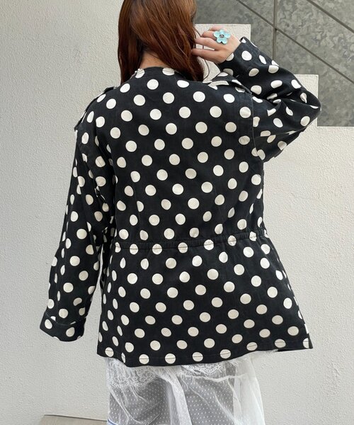 HELLO.SANFRANCISCO(ハローサンフランシスコ)の「【HELLO.SANFRANCISCO】マルチウェイドット柄ビックジャケット(ブルゾン・レディース・ブラウン/ブラック・ONE SIZE)」の5枚目の写真