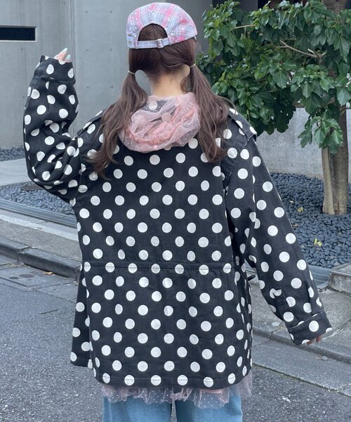 HELLO.SANFRANCISCO(ハローサンフランシスコ)の「【HELLO.SANFRANCISCO】マルチウェイドット柄ビックジャケット(ブルゾン・レディース・ブラウン/ブラック・ONE SIZE)」の11枚目の写真