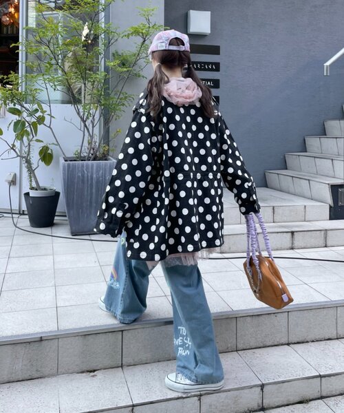 HELLO.SANFRANCISCO(ハローサンフランシスコ)の「【HELLO.SANFRANCISCO】マルチウェイドット柄ビックジャケット(ブルゾン・レディース・ブラウン/ブラック・ONE SIZE)」の13枚目の写真