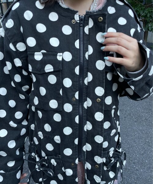 HELLO.SANFRANCISCO(ハローサンフランシスコ)の「【HELLO.SANFRANCISCO】マルチウェイドット柄ビックジャケット(ブルゾン・レディース・ブラウン/ブラック・ONE SIZE)」の15枚目の写真