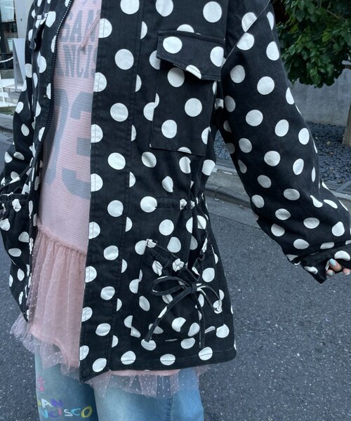 HELLO.SANFRANCISCO(ハローサンフランシスコ)の「【HELLO.SANFRANCISCO】マルチウェイドット柄ビックジャケット(ブルゾン・レディース・ブラウン/ブラック・ONE SIZE)」の17枚目の写真
