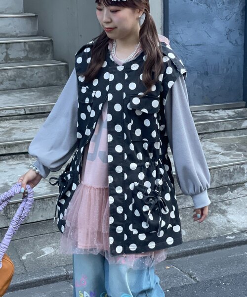 HELLO.SANFRANCISCO(ハローサンフランシスコ)の「【HELLO.SANFRANCISCO】マルチウェイドット柄ビックジャケット(ブルゾン・レディース・ブラウン/ブラック・ONE SIZE)」の18枚目の写真