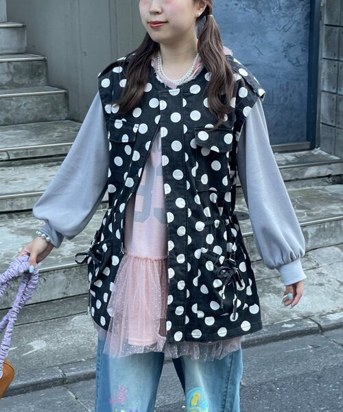 HELLO.SANFRANCISCO(ハローサンフランシスコ)の「【HELLO.SANFRANCISCO】マルチウェイドット柄ビックジャケット(ブルゾン・レディース・ブラウン/ブラック・ONE SIZE)」の19枚目の写真