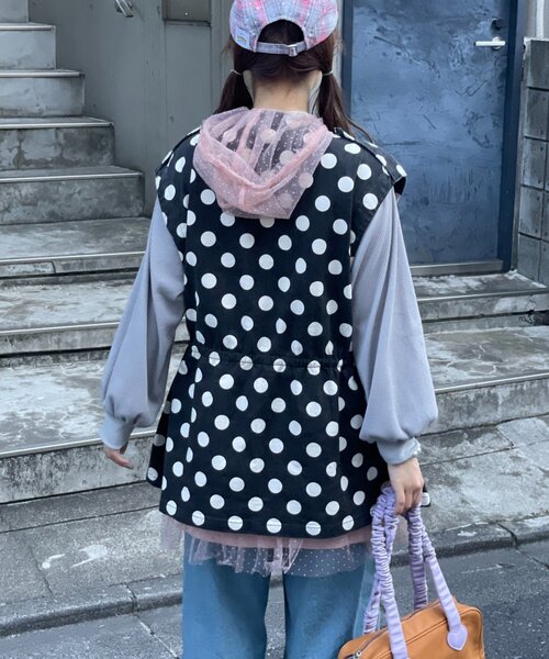 HELLO.SANFRANCISCO(ハローサンフランシスコ)の「【HELLO.SANFRANCISCO】マルチウェイドット柄ビックジャケット(ブルゾン・レディース・ブラウン/ブラック・ONE SIZE)」の20枚目の写真