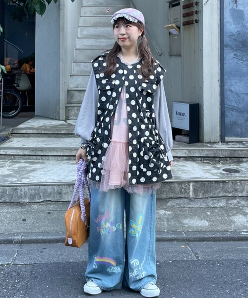 HELLO.SANFRANCISCO(ハローサンフランシスコ)の「【HELLO.SANFRANCISCO】マルチウェイドット柄ビックジャケット(ブルゾン・レディース・ブラウン/ブラック・ONE SIZE)」の21枚目の写真