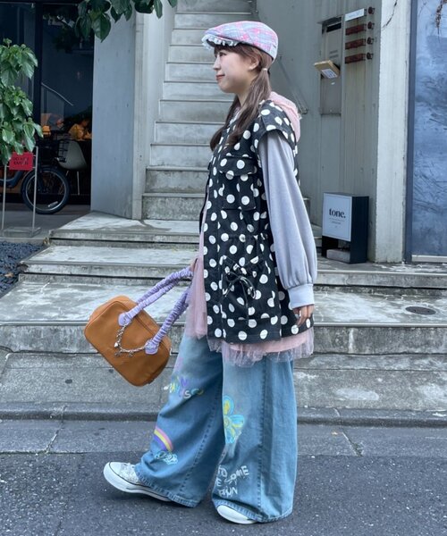 HELLO.SANFRANCISCO(ハローサンフランシスコ)の「【HELLO.SANFRANCISCO】マルチウェイドット柄ビックジャケット(ブルゾン・レディース・ブラウン/ブラック・ONE SIZE)」の22枚目の写真