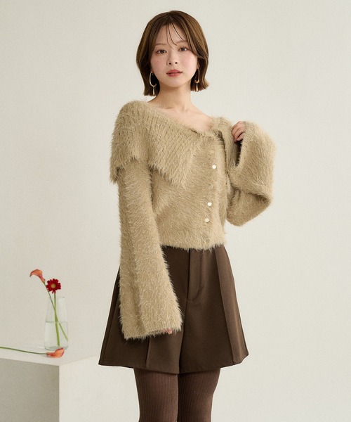 mideal(マイディール)の「glitter wide collar knit / グリッターワイドカラーニット(ニット/セーター・レディース・ベージュ/アイボリー・FREE)」の6枚目の写真
