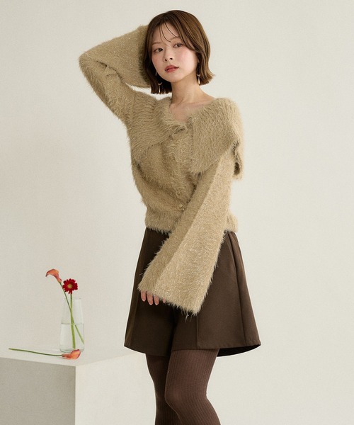 mideal(マイディール)の「glitter wide collar knit / グリッターワイドカラーニット(ニット/セーター・レディース・ベージュ/アイボリー・FREE)」の7枚目の写真