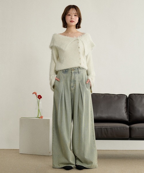 mideal(マイディール)の「glitter wide collar knit / グリッターワイドカラーニット(ニット/セーター・レディース・ベージュ/アイボリー・FREE)」の4枚目の写真