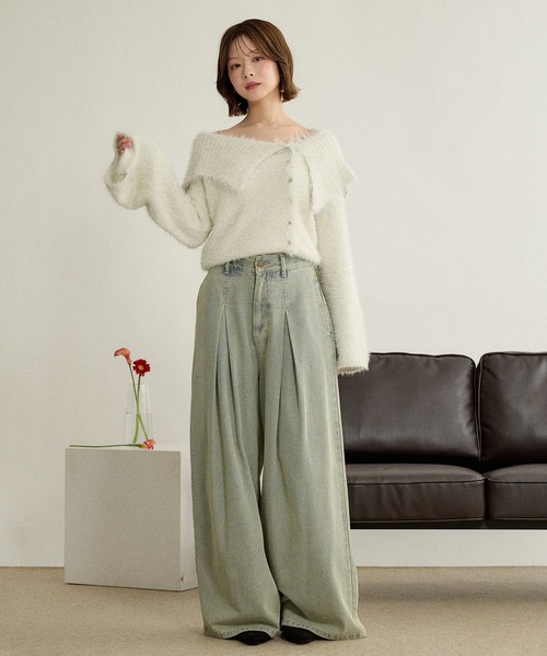 mideal(マイディール)の「glitter wide collar knit / グリッターワイドカラーニット(ニット/セーター・レディース・ベージュ/アイボリー・FREE)」の5枚目の写真