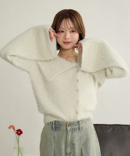 mideal(マイディール)の「glitter wide collar knit / グリッターワイドカラーニット(ニット/セーター・レディース・ベージュ/アイボリー・FREE)」の14枚目の写真