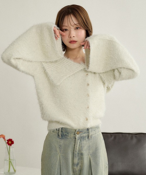mideal(マイディール)の「glitter wide collar knit / グリッターワイドカラーニット(ニット/セーター・レディース・ベージュ/アイボリー・FREE)」の15枚目の写真