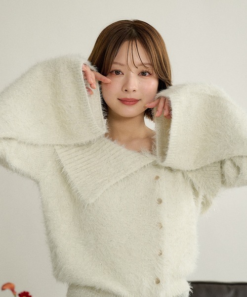 mideal(マイディール)の「glitter wide collar knit / グリッターワイドカラーニット(ニット/セーター・レディース・ベージュ/アイボリー・FREE)」の17枚目の写真
