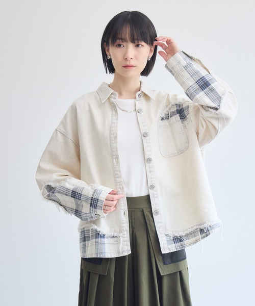Paradise Picnic(パラダイスピクニック)の「ダメージデニムシャツ(シャツ/ブラウス・レディース・ホワイト/ブラック・FREE)」の16枚目の写真