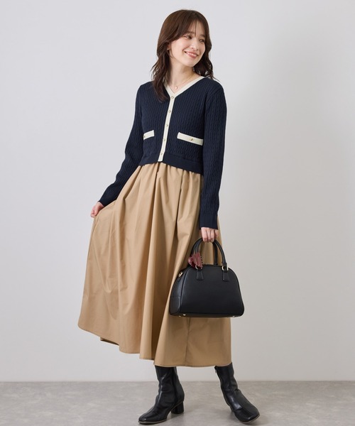 ROPE' PICNIC(ロペピクニック)の「ミニケーブルニットドッキングワンピース(ワンピース・レディース・ネイビー/ワイン/キナリ・S/M)」の2枚目の写真