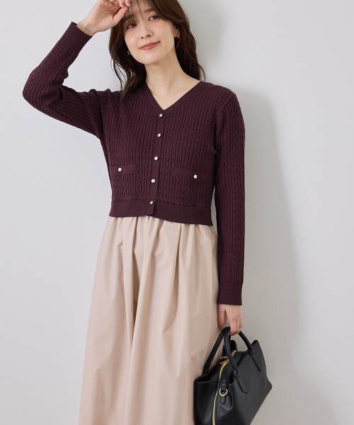 ROPE' PICNIC(ロペピクニック)の「ミニケーブルニットドッキングワンピース(ワンピース・レディース・ネイビー/ワイン/キナリ・S/M)」の3枚目の写真