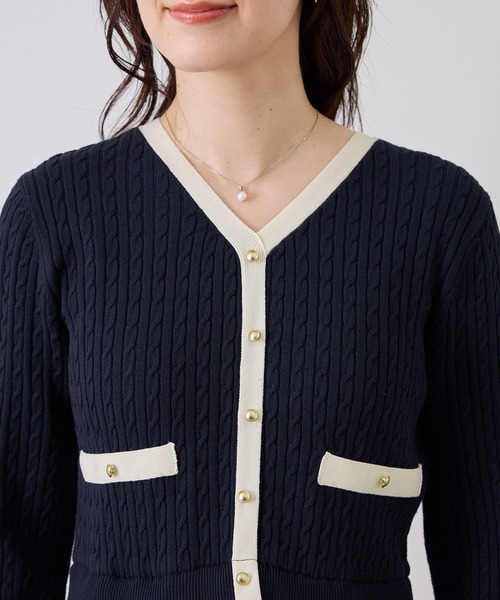 ROPE' PICNIC(ロペピクニック)の「ミニケーブルニットドッキングワンピース(ワンピース・レディース・ネイビー/ワイン/キナリ・S/M)」の14枚目の写真