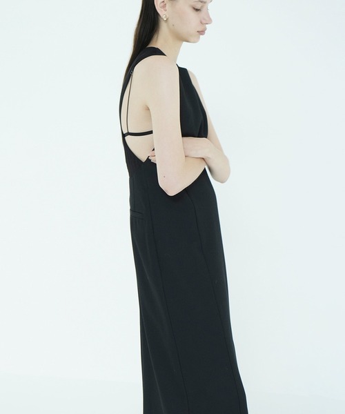 CLANE(クラネ)の「HERRINGBONE BACK SHEER ONEPIECE(ワンピース・レディース・ブラック・1/0)」の13枚目の写真