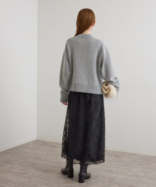 U by SPICK&SPAN(ユーバイスピックアンドスパン)の「起毛レーススカート+サテンスカート2SET(スカート・レディース・ブラック/White・38/36)」の5枚目の写真