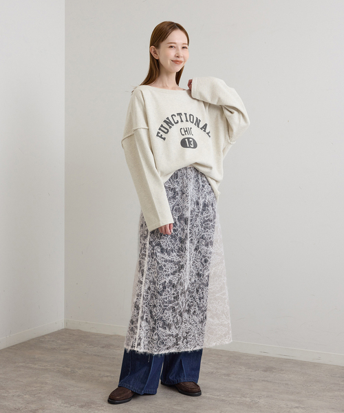U by SPICK&SPAN(ユーバイスピックアンドスパン)の「起毛レーススカート+サテンスカート2SET(スカート・レディース・ブラック/White・38/36)」の13枚目の写真