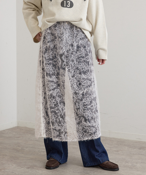 U by SPICK&SPAN(ユーバイスピックアンドスパン)の「起毛レーススカート+サテンスカート2SET(スカート・レディース・ブラック/White・38/36)」の16枚目の写真
