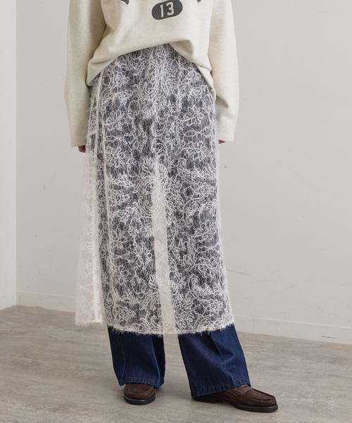 U by SPICK&SPAN(ユーバイスピックアンドスパン)の「起毛レーススカート+サテンスカート2SET(スカート・レディース・ブラック/White・38/36)」の19枚目の写真