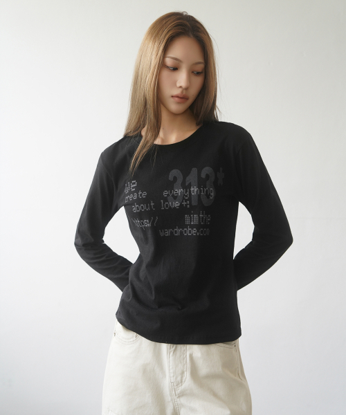 MIM the wardrobe(ミームザワードローブ)の「313プリンティングロングスリーブ_ブラック(Tシャツ/カットソー・レディース・その他・LARGE/SMALL)」の1枚目の写真