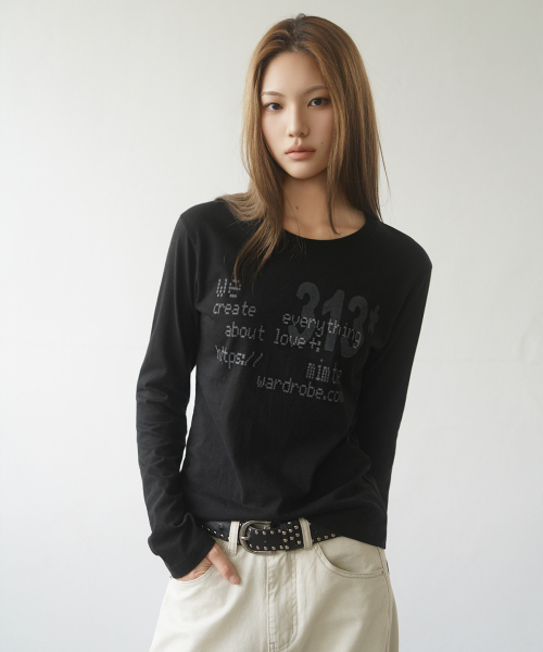 MIM the wardrobe(ミームザワードローブ)の「313プリンティングロングスリーブ_ブラック(Tシャツ/カットソー・レディース・その他・LARGE/SMALL)」の4枚目の写真