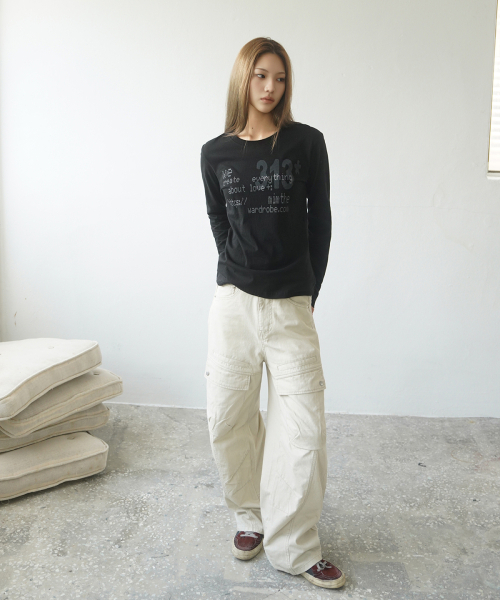MIM the wardrobe(ミームザワードローブ)の「313プリンティングロングスリーブ_ブラック(Tシャツ/カットソー・レディース・その他・LARGE/SMALL)」の2枚目の写真
