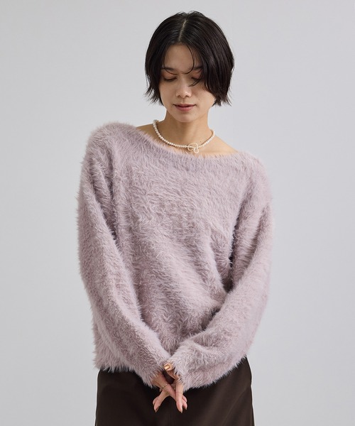SALON adam et rope'(サロン アダム エ ロペ)の「【WEB限定】シャギーヤーン2WAYカーディガン(カーディガン/ボレロ・レディース・ブラウン/ピンク/チャコールグレー・FREE)」の3枚目の写真