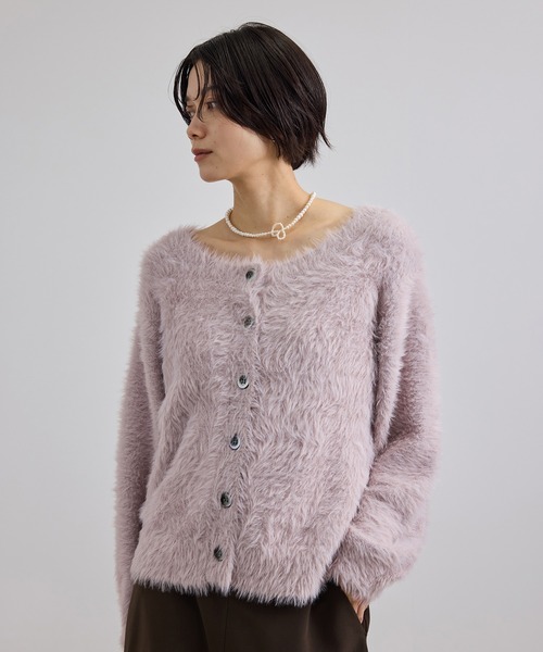 SALON adam et rope'(サロン アダム エ ロペ)の「【WEB限定】シャギーヤーン2WAYカーディガン(カーディガン/ボレロ・レディース・ブラウン/ピンク/チャコールグレー・FREE)」の6枚目の写真