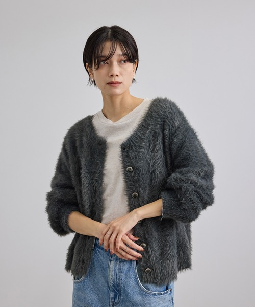 SALON adam et rope'(サロン アダム エ ロペ)の「【WEB限定】シャギーヤーン2WAYカーディガン(カーディガン/ボレロ・レディース・ブラウン/ピンク/チャコールグレー・FREE)」の10枚目の写真