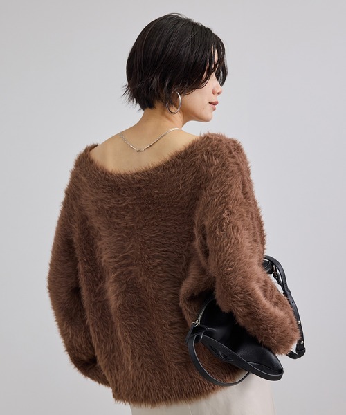 SALON adam et rope'(サロン アダム エ ロペ)の「【WEB限定】シャギーヤーン2WAYカーディガン(カーディガン/ボレロ・レディース・ブラウン/ピンク/チャコールグレー・FREE)」の14枚目の写真