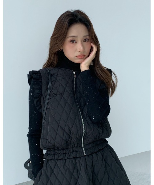 BIRTHDAY BASH(バースデイバッシュ)の「JEANNE QUILTING FRILL VEST(ジャンヌキルティングフリルベスト)(ベスト・レディース・ブラック・FREE)」の14枚目の写真