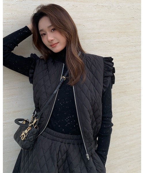 BIRTHDAY BASH(バースデイバッシュ)の「JEANNE QUILTING FRILL VEST(ジャンヌキルティングフリルベスト)(ベスト・レディース・ブラック・FREE)」の15枚目の写真