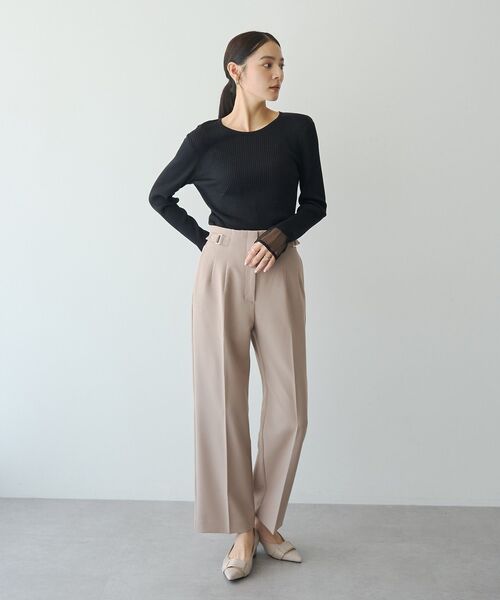 YECCA VECCA(イェッカヴェッカ)の「サイドベルテッドハイウエストパンツ(その他パンツ・レディース・ピンクベージュ/ブラック/アイボリー・M-L/M/S)」の7枚目の写真