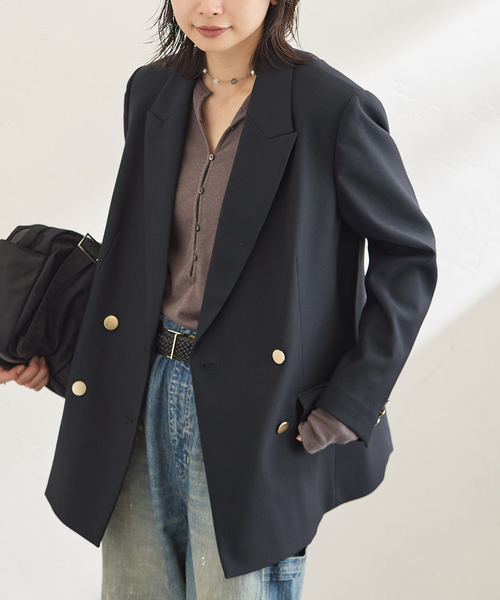 JOURNAL STANDARD(ジャーナルスタンダード)の「Double-breasted Blazer(テーラードジャケット・レディース・ネイビー/チャコールグレー・36/38)」の1枚目の写真
