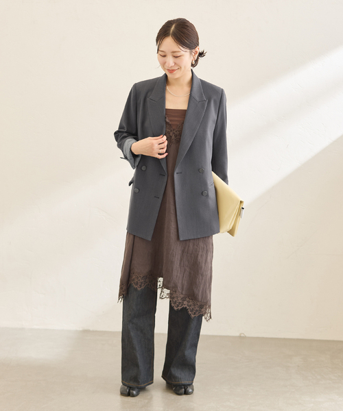 JOURNAL STANDARD(ジャーナルスタンダード)の「Double-breasted Blazer(テーラードジャケット・レディース・ネイビー/チャコールグレー・36/38)」の3枚目の写真