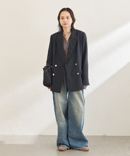 JOURNAL STANDARD(ジャーナルスタンダード)の「Double-breasted Blazer(テーラードジャケット・レディース・ネイビー/チャコールグレー・36/38)」の4枚目の写真