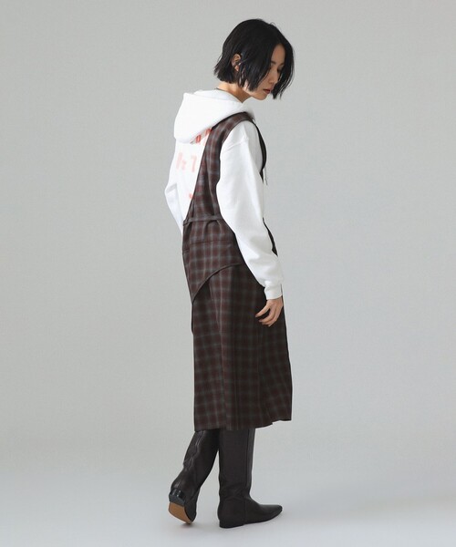 BEAMS BOY(ビームスボーイ)の「maturely / TW アレンジ チェック ワンピース(ワンピース・レディース・ブラウン/グリーン・ONE SIZE)」の5枚目の写真