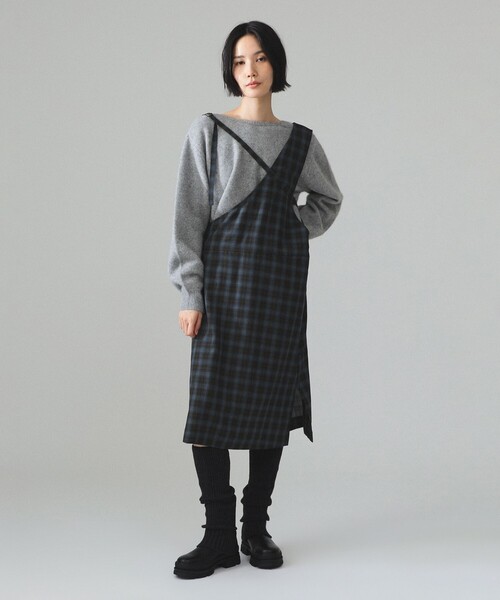 BEAMS BOY(ビームスボーイ)の「maturely / TW アレンジ チェック ワンピース(ワンピース・レディース・ブラウン/グリーン・ONE SIZE)」の7枚目の写真