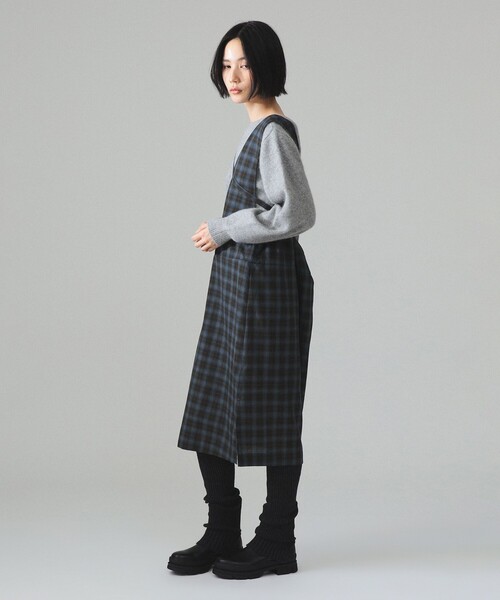 BEAMS BOY(ビームスボーイ)の「maturely / TW アレンジ チェック ワンピース(ワンピース・レディース・ブラウン/グリーン・ONE SIZE)」の8枚目の写真